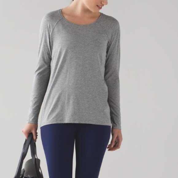 Lululemon Emerald Long Sleeve Heathered Medium Grey - Picture 2 of 8